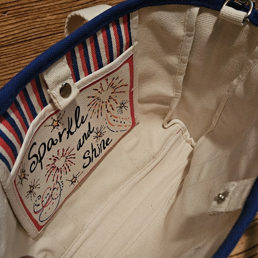 Brighton Mini Canvas Tote Red White And You With Hearts and Love Crossbody - Picture 3 of 7